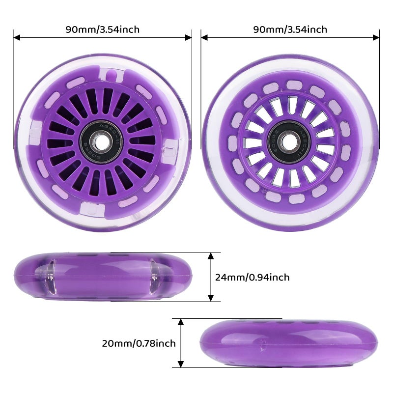 Gladeer 90mm Wiggle Car Polyurethane Replacement Wheels Set Upgrades for PlasmaCar Ride-on Toys Wiggle Car Replacement Wheels, 4-Pack (Purple) - Image 3